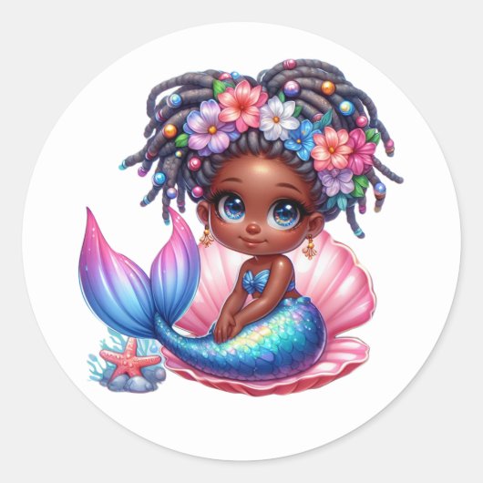Farbenfrohe Mermaid-Aufkleber Runder Aufkleber (Vorderseite)