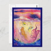 Farbenfrohe Mermaid Postcard von Renee L. Lavoie Postkarte (Vorne/Hinten)