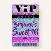 Farbenfrohe Mermaid Scales Party Sweet 16 VIP Pass Ausweis (Rückseite)