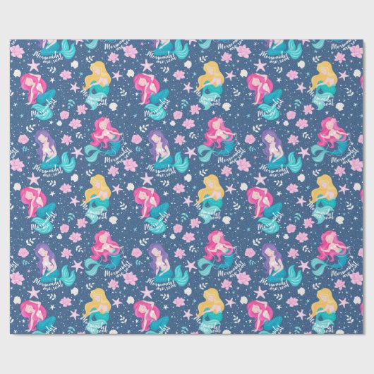 Farbenfrohe Mermaids Geschenkpapier (Flach)