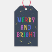 Farbenfrohe Merry & Bright Navy Geschenkanhänger (Vorderseite)