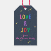 Farbenfrohe Merry & Bright Navy Geschenkanhänger (Rückseite)