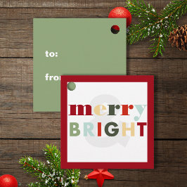 Farbenfrohe Merry & Bright Square Geschenke Geschenkanhänger