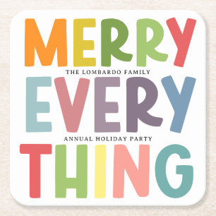 Farbenfrohe Merry Everything Inclusive Holiday Par Rechteckiger Pappuntersetzer