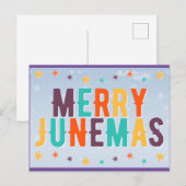 Farbenfrohe Merry Junemas Postkarte (Vorne/Hinten)