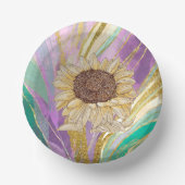 Farbenfrohe Metallic Art Sonnenblumen Pappteller (Vorderseite)