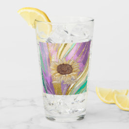 Farbenfrohe metallische Blumenkulisse mit Sonnenbl Glas