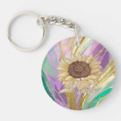 Farbenfrohe metallische Blumenkulisse mit Sonnenbl Schlüsselanhänger (Vorderseite)