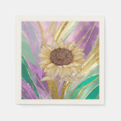 Farbenfrohe metallische Blumenkulisse mit Sonnenbl Serviette (Vorderseite)