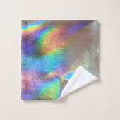Farbenfrohe metallische Regenbogen-Imitate Hologra Badhandtuch Set (Waschlappen)