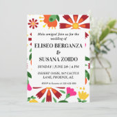 farbenfrohe mexico mexicanische Hochzeitseinladung Einladung (Stehend Vorderseite)