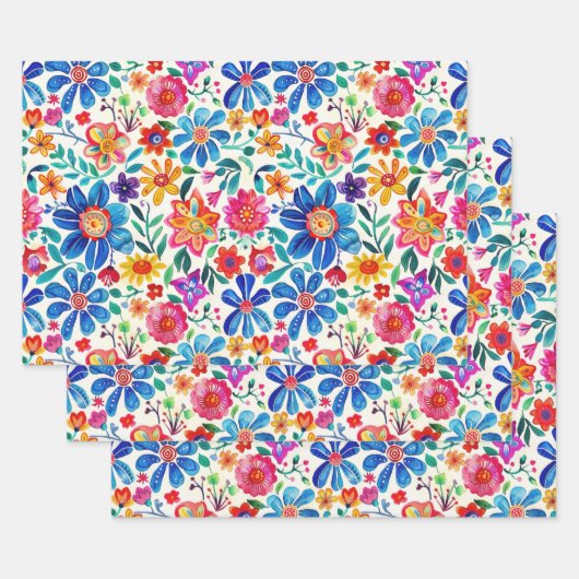 Farbenfrohe mexikanische Blume Geschenkpapier Set (Set)