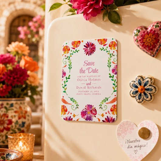 Farbenfrohe mexikanische Blumenfiesta Save the Dat Magnet