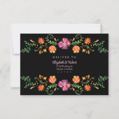 Farbenfrohe mexikanische Blumenfiesta Wedding RSVP Dankeskarte (Rückseite)
