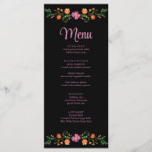 Farbenfrohe mexikanische Blumenkarte Menükarte (Vorderseite)