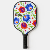 Farbenfrohe mexikanische Blumenmuster elegant kühl Pickleball Schläger (Vorderseite)