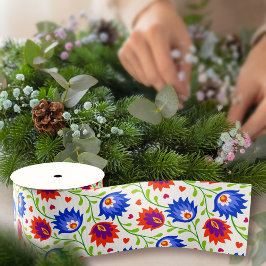 Farbenfrohe mexikanische Blumenmuster elegant kühl Ripsband