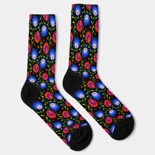 Farbenfrohe mexikanische Blumenmuster elegant kühl Socken (Rechts)