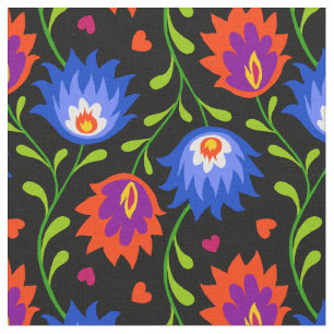 Farbenfrohe mexikanische Blumenmuster elegant kühl Stoff