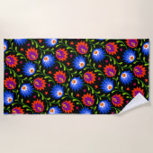 Farbenfrohe mexikanische Blumenmuster elegant kühl Strandtuch (Vorderseite)