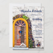 Farbenfrohe mexikanische Bogenklappe mit Talavera  Einladung (Vorderseite)