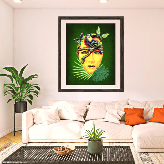 Farbenfrohe mexikanische Ethnic Mask W/Parrot auf  Poster