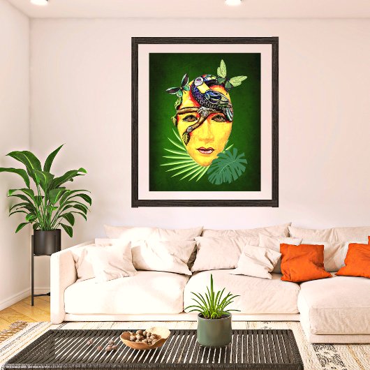 Farbenfrohe mexikanische Ethnic Mask W/Parrot auf  Poster