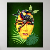 Farbenfrohe mexikanische Ethnic Mask W/Parrot auf  Poster (Vorne)
