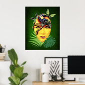 Farbenfrohe mexikanische Ethnic Mask W/Parrot auf Poster (Heimbüro)