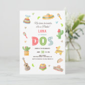 Farbenfrohe mexikanische Fiesta 2. Geburtstag Einladung (Stehend Vorderseite)