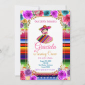 Farbenfrohe mexikanische Fiesta Birthday Gold Girl Einladung (Vorderseite)