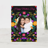Farbenfrohe mexikanische Fiesta Blume Foto Mütter Karte (Vorderseite)