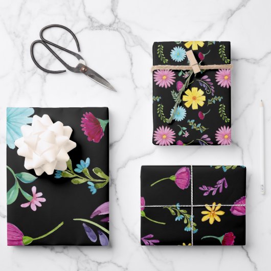Farbenfrohe mexikanische Fiesta-Blume Geschenkpapier Set (Vorderseite)