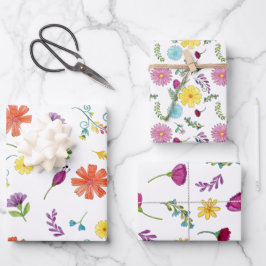 Farbenfrohe mexikanische Fiesta-Blume Geschenkpapier Set