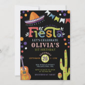 Farbenfrohe mexikanische Fiesta Erster Geburtstag Einladung (Vorderseite)