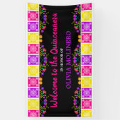 Farbenfrohe mexikanische Fiesta Floral Quinceanera Banner (Vertikal)