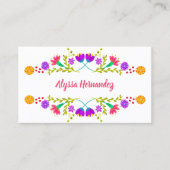 Farbenfrohe mexikanische Fiesta Floral White Busin Visitenkarte (Vorderseite)