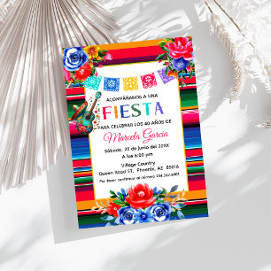 Farbenfrohe mexikanische Fiesta Geburtstagspartei  Einladung