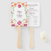 Farbenfrohe mexikanische Fiesta Hochzeit Programm Fächer (Vorne und Hinten)