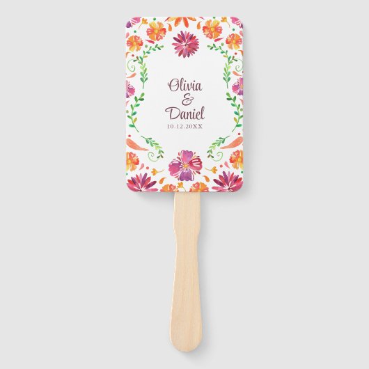 Farbenfrohe mexikanische Fiesta Hochzeit Programm Fächer (Vorderseite)