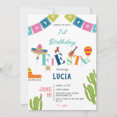 Farbenfrohe mexikanische Fiesta Kaktus 1. Geburtst Einladung (Vorderseite)