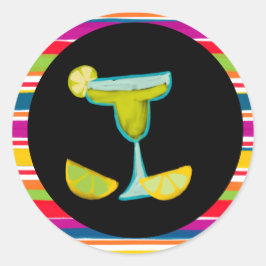 Farbenfrohe mexikanische Fiesta Margarita gestreif Runder Aufkleber