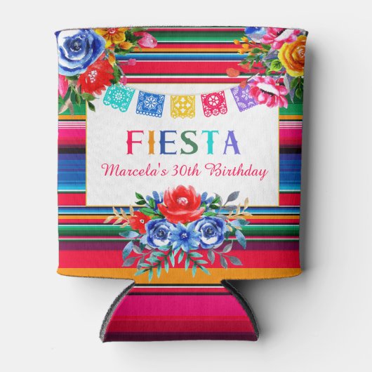 Farbenfrohe mexikanische Fiesta Serape & Floral Dosenkühler (Vorderseite)