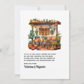 Farbenfrohe mexikanische Fiesta Wedding Dankeskarte (Rückseite)