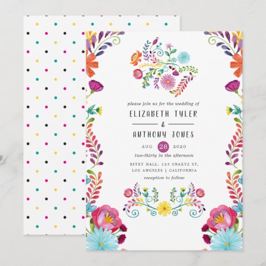 Farbenfrohe mexikanische Fiesta Wedding Einladung (Vorne/Hinten)