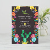Farbenfrohe mexikanische Fiesta Wedding Einladung (Stehend Vorderseite)