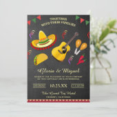 farbenfrohe mexikanische Fiesta Wedding Einladung (Stehend Vorderseite)