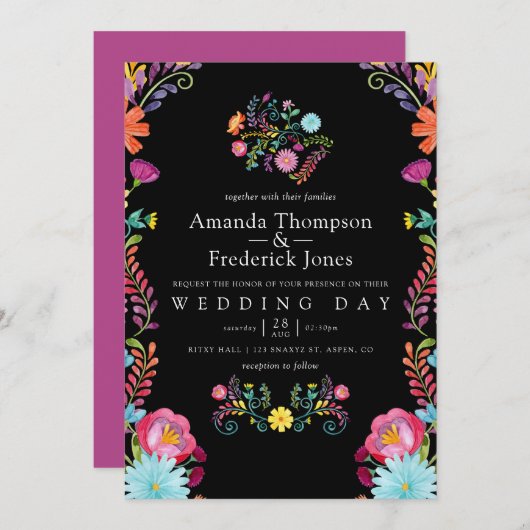 Farbenfrohe mexikanische Fiesta Wedding Einladung (Vorne/Hinten)