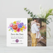 farbenfrohe mexikanische Fiesta Wedding Foto Save The Date (Stehend Vorderseite)
