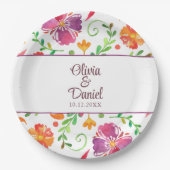 farbenfrohe mexikanische Fiesta Wedding Pappteller (Vorderseite)